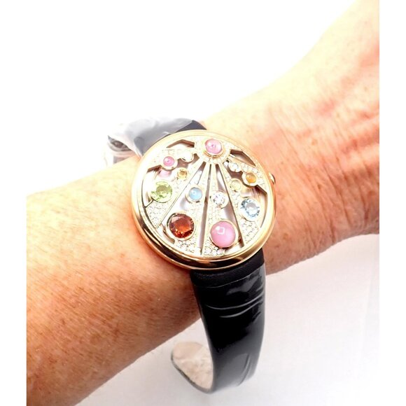 Bulgari Mediterranian Eden 18k Rose Gold Diamond Color Stone MOP Watch Box Paper - Picture 7 of 15